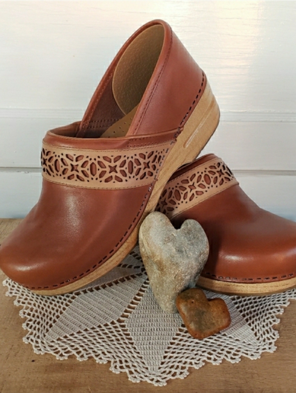 Rust Dansko Pro Western Pavan Clogs Honey Floral Strap Cottage Boho 37 38 39 41